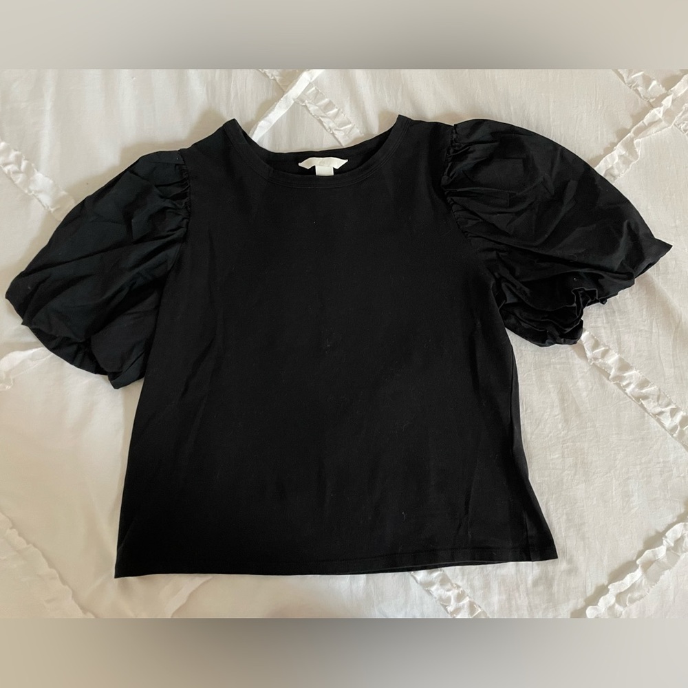 H&M Black Puff Sleeve Blouse